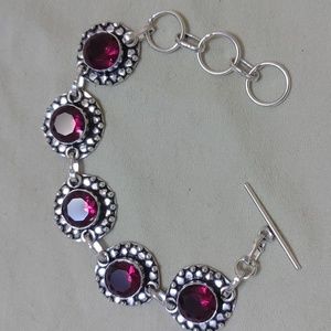 New simulated garnet sterling silver bracelet